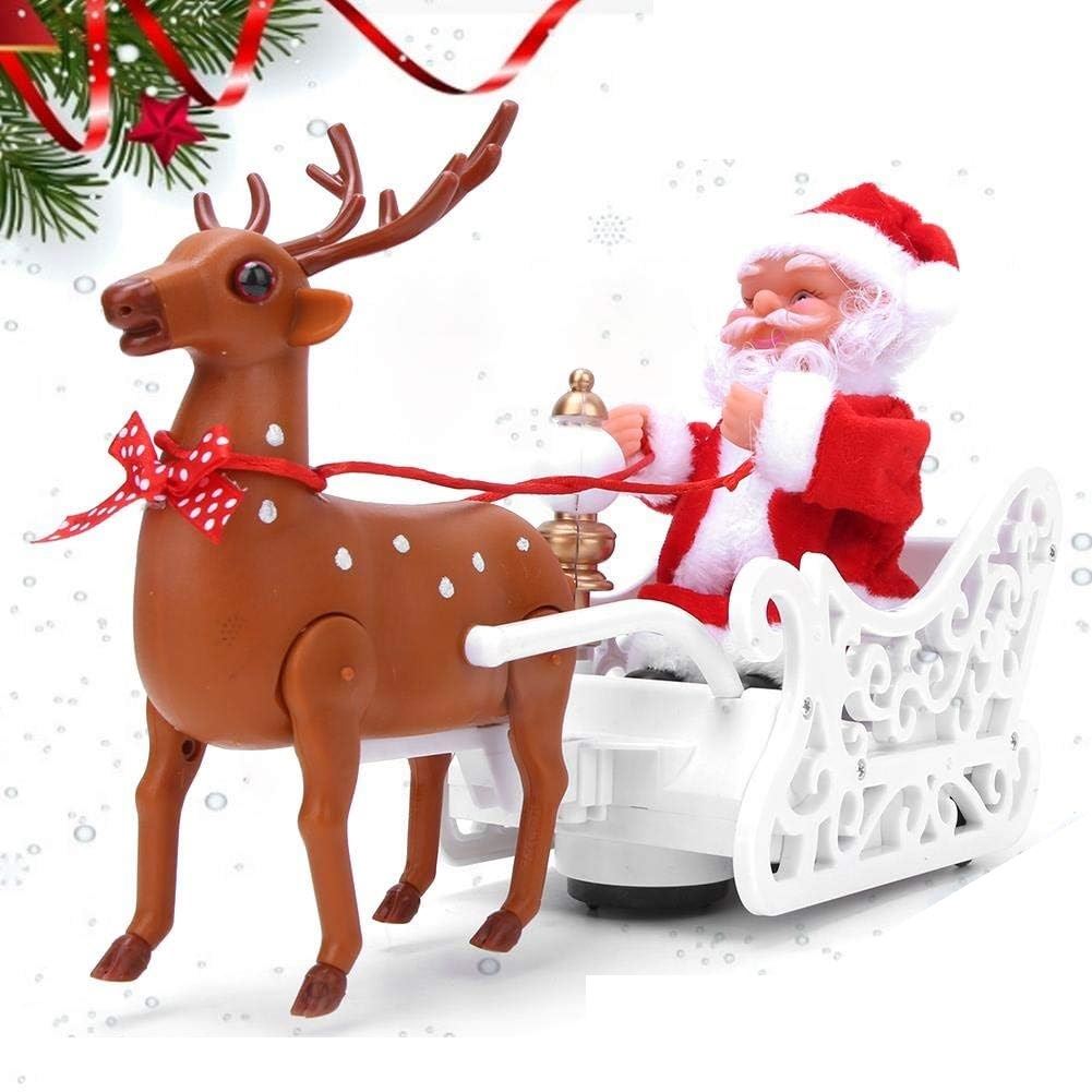 Papa Noel musical santa navideno sobre su carrosa